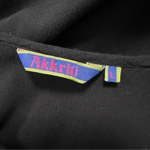 AKKRITI Black Boho Bell Sleeve Tassels Dress Viscose - Picture 4 of 10